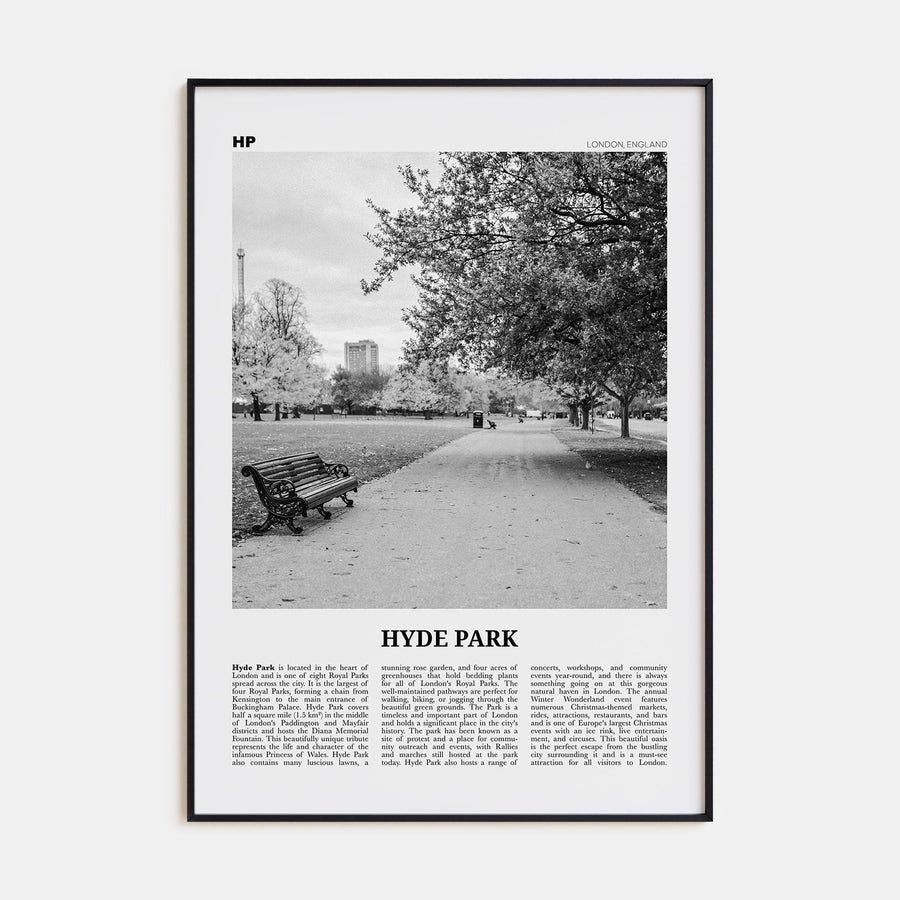 Hyde Park Poster None / 8x12 in Nbourhood Travel B&W Poster