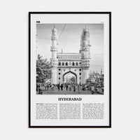 Hyderabad Poster Black Wood / 8x12 in Nbourhood Travel B&W Poster