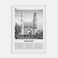 Hyderabad Poster White Wood / 8x12 in Nbourhood Travel B&W Poster