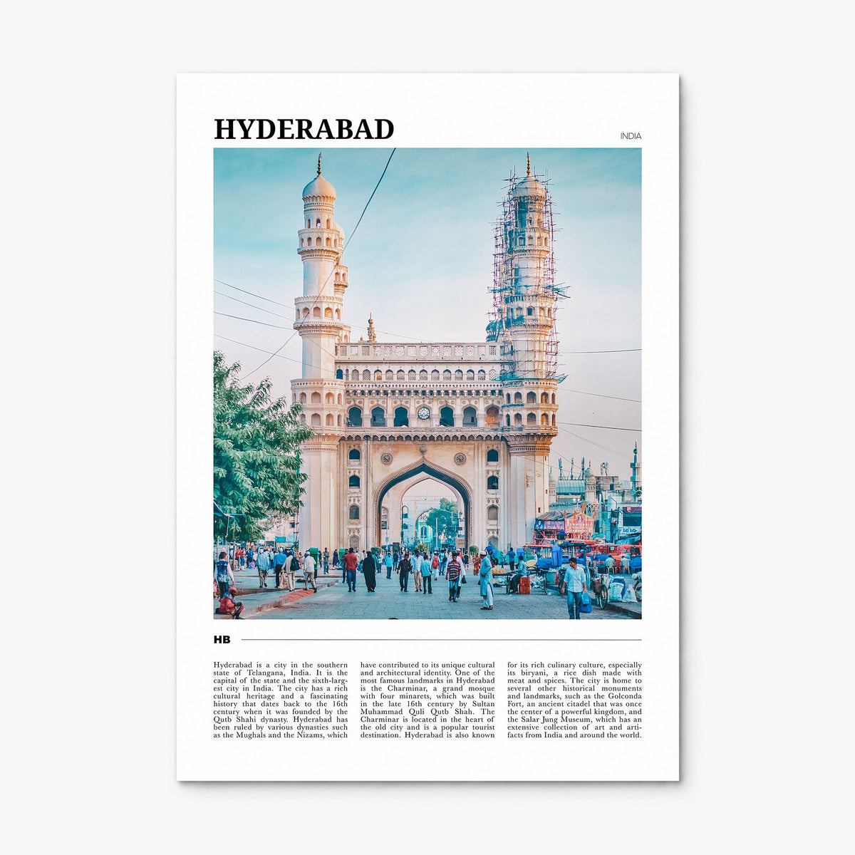 Hyderabad Travel Poster, print only (unframed)