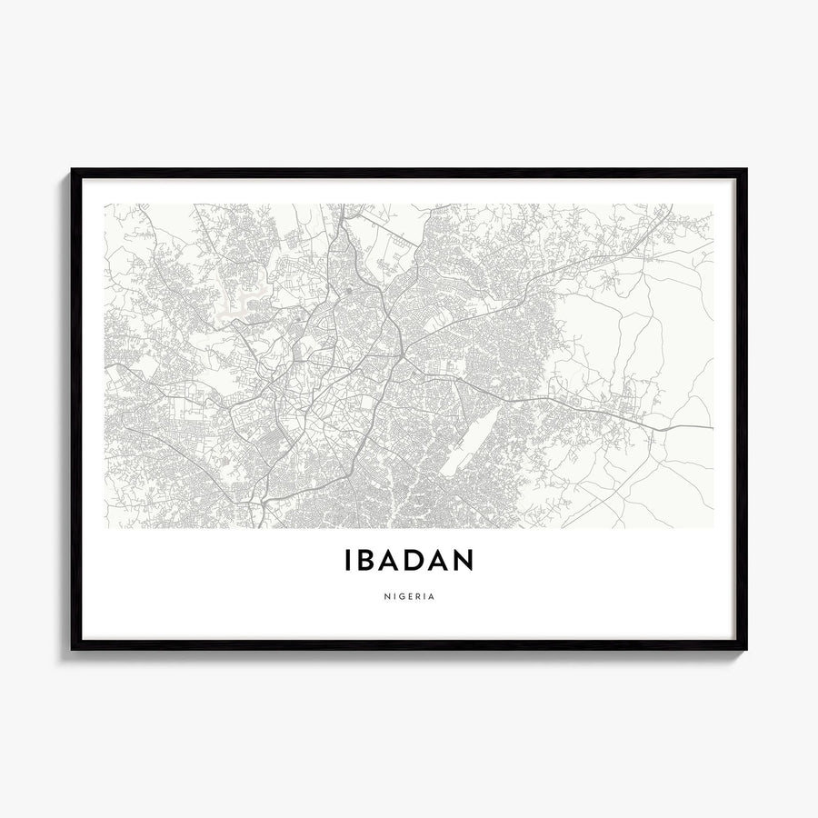 Ibadan Map Poster, framed poster mockup