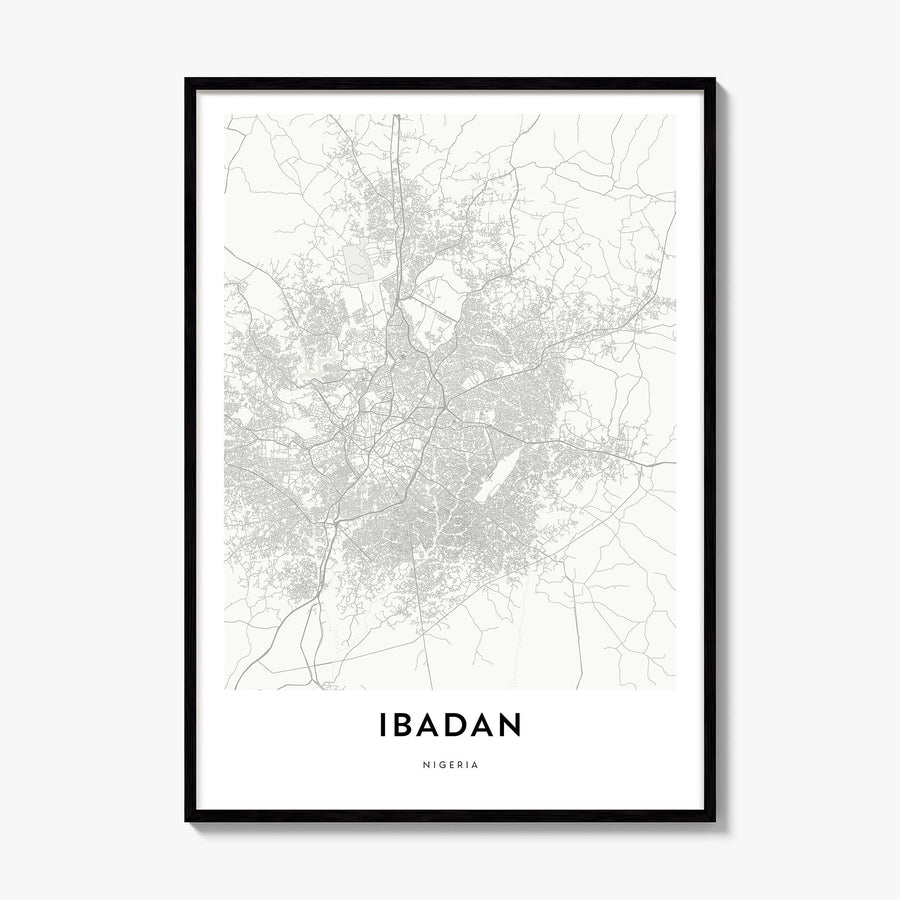 Ibadan Map Poster, framed poster mockup