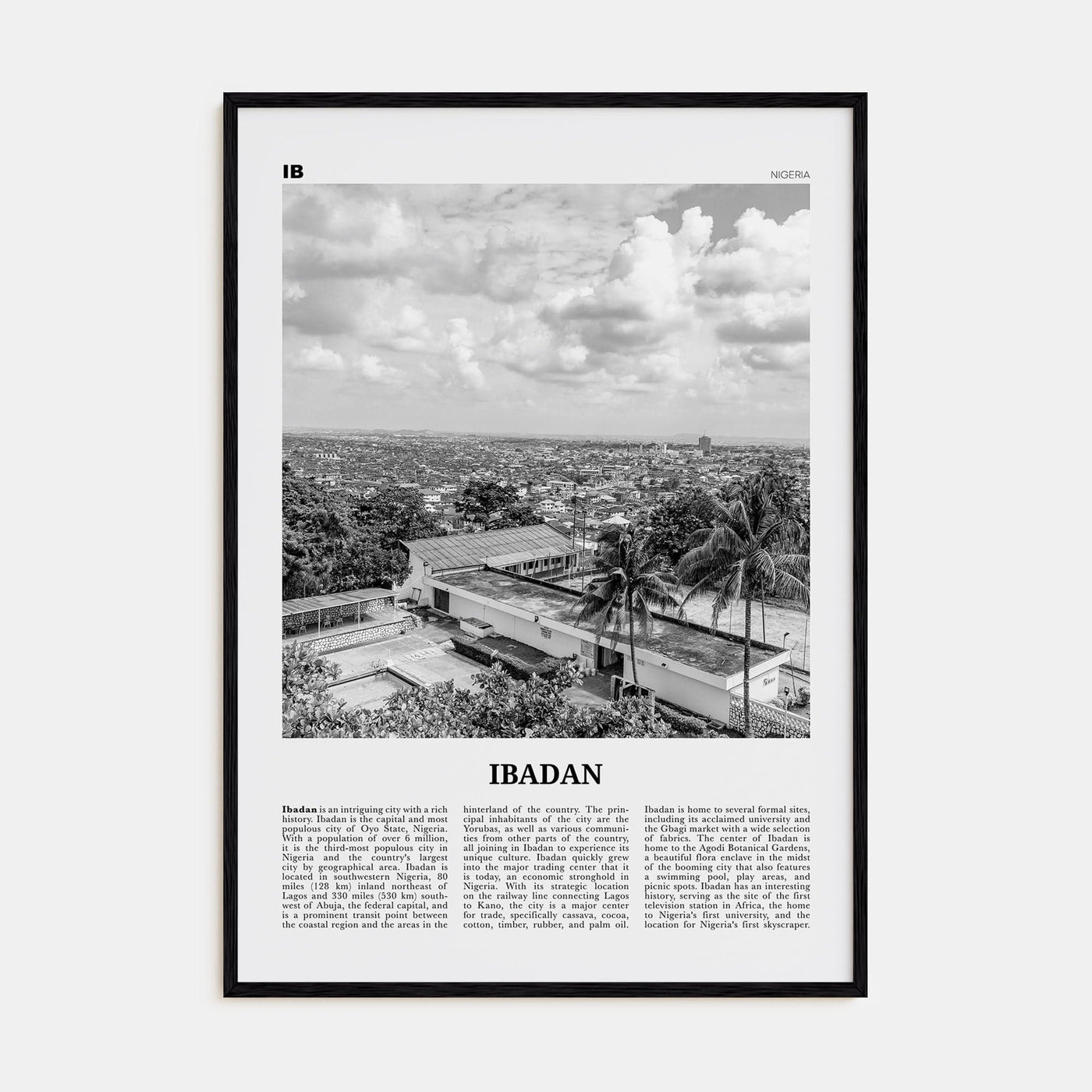 Ibadan Poster Black Wood / 8x12 in Nbourhood Travel B&W Poster