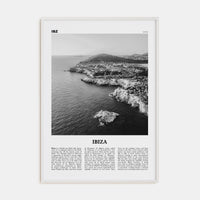 Ibiza Poster White Wood / 8x12 in Nbourhood Travel B&W Poster