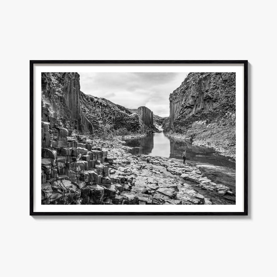 Iceland black & white photo poster of Europe – horizontal wall art, unframed print shown in interior mockup