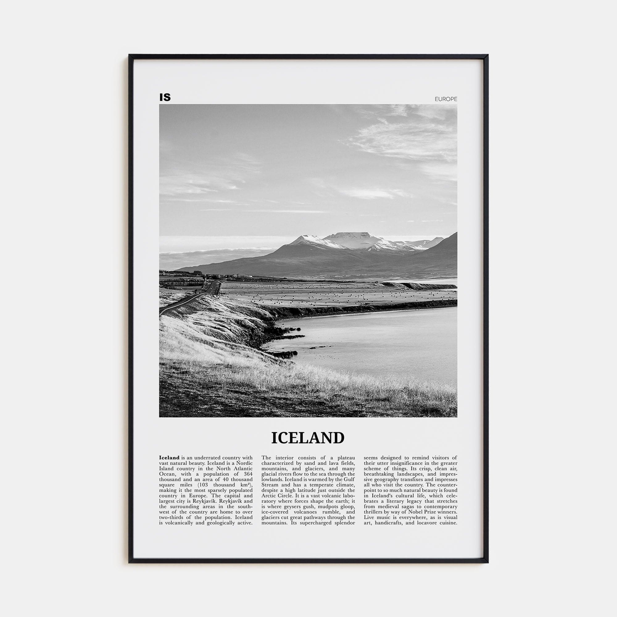 Iceland No 2 Poster None / 8x12 in Nbourhood Travel B&W Poster