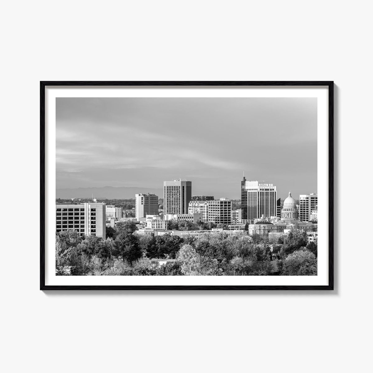 Idaho black & white photo poster of United States – horizontal wall art, unframed print shown in interior mockup