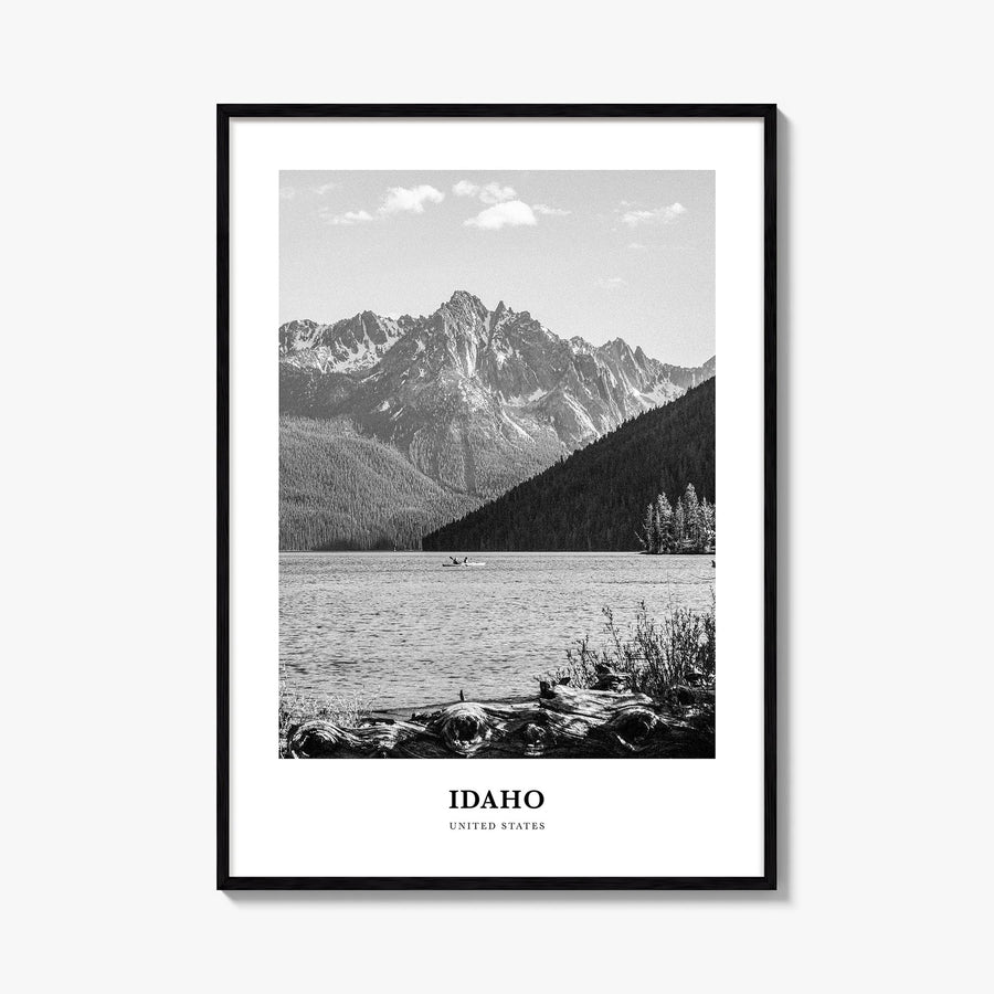 Idaho no. 1 black & white classic poster of United States – vertical wall art, unframed print shown in interior mockup