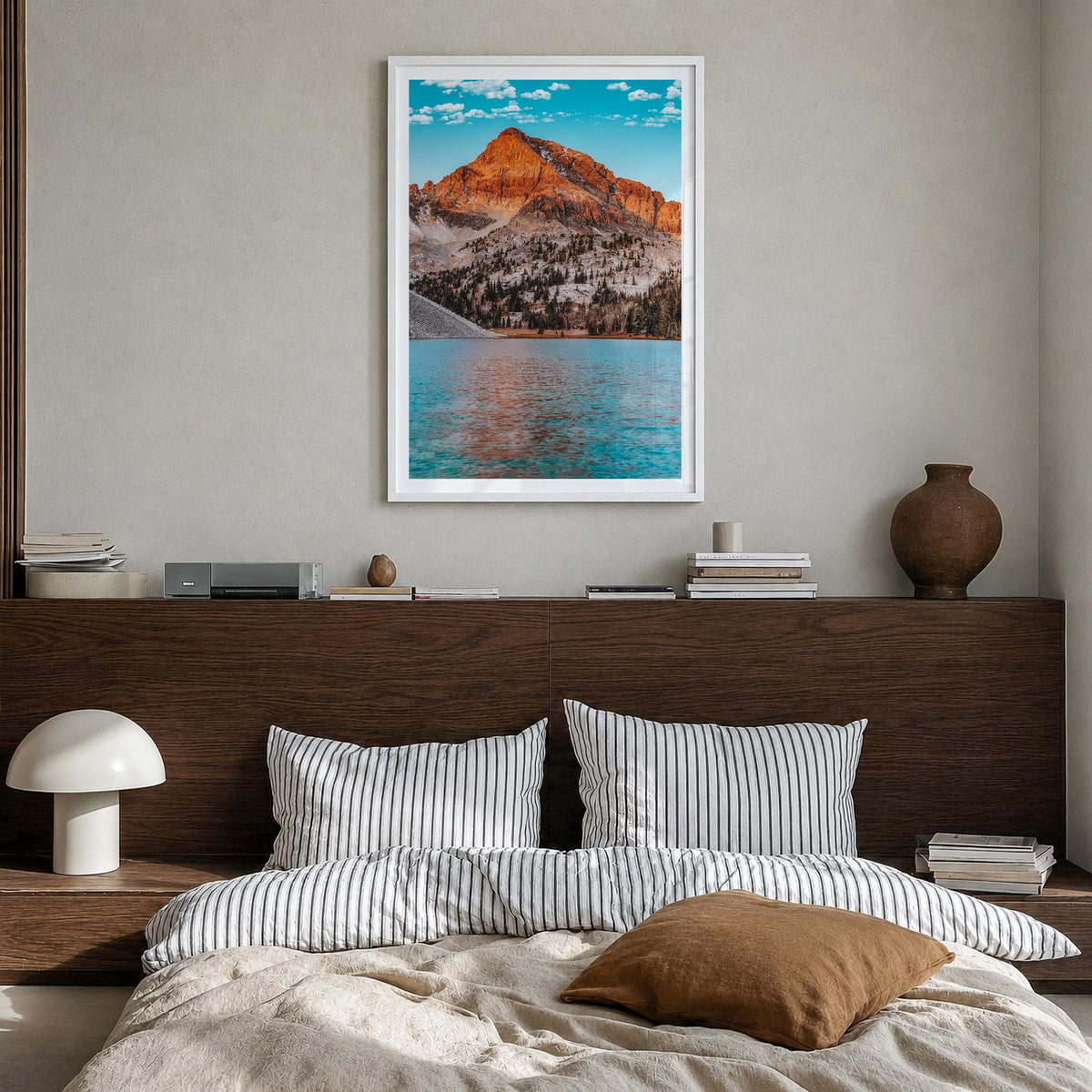 Idaho no. 1 colorful photo poster of United States – vertical wall art in white wood frame with white border, hanging on wall