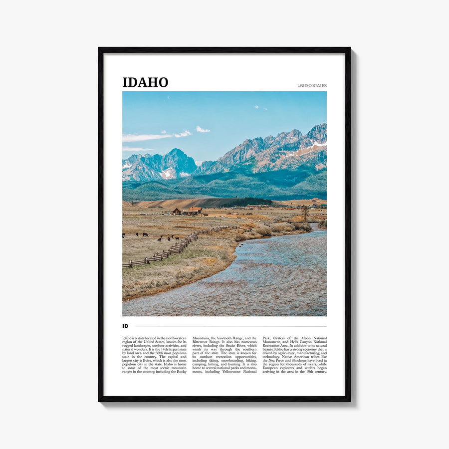 Idaho no. 2 colorful travel poster of United States – vertical wall art, unframed print shown in interior mockup