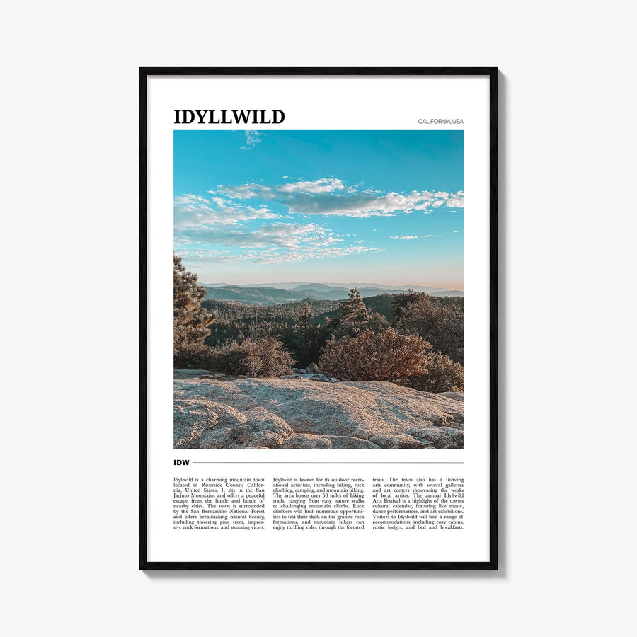 Idyllwild colorful travel poster of California, USA – vertical wall art, unframed print shown in interior mockup