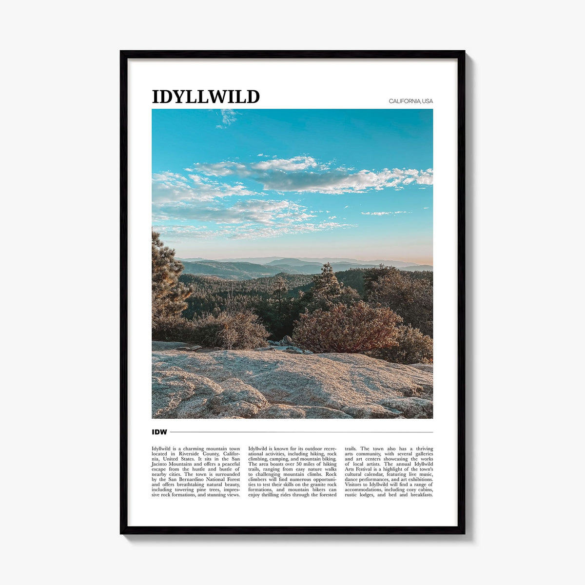 Idyllwild Travel Poster, framed poster mockup