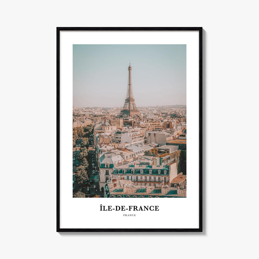 Île-de-France colorful classic poster of France – vertical wall art, unframed print shown in interior mockup