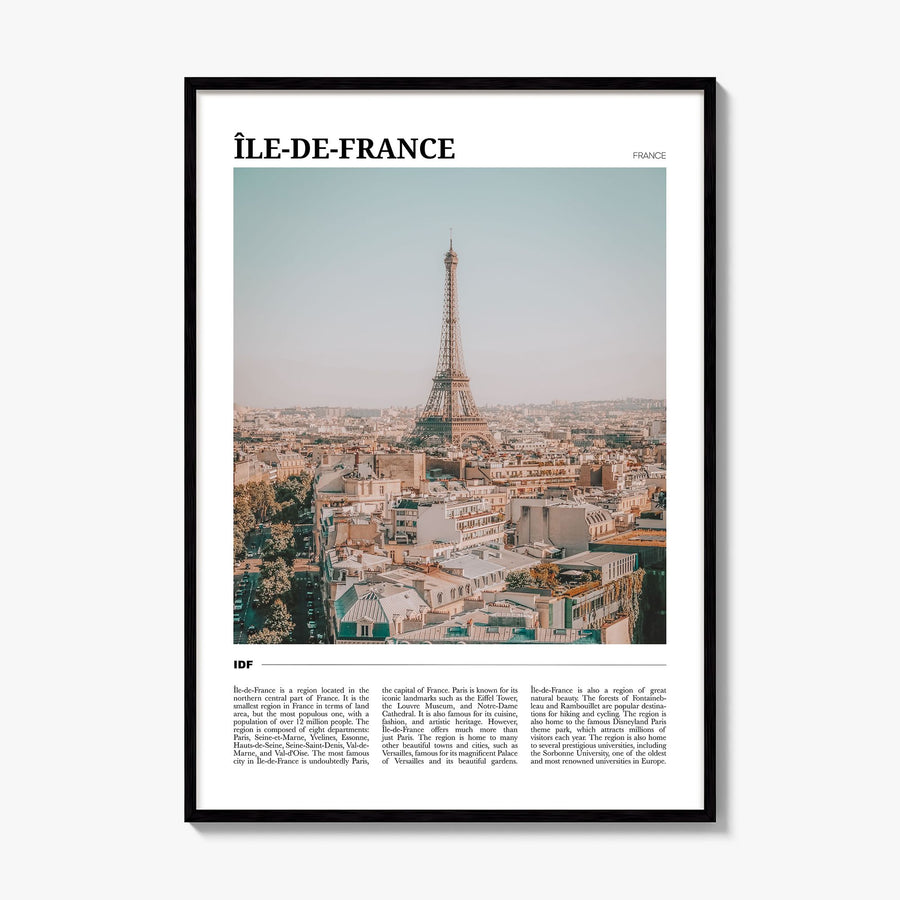 Île-de-France Travel Poster, framed poster mockup