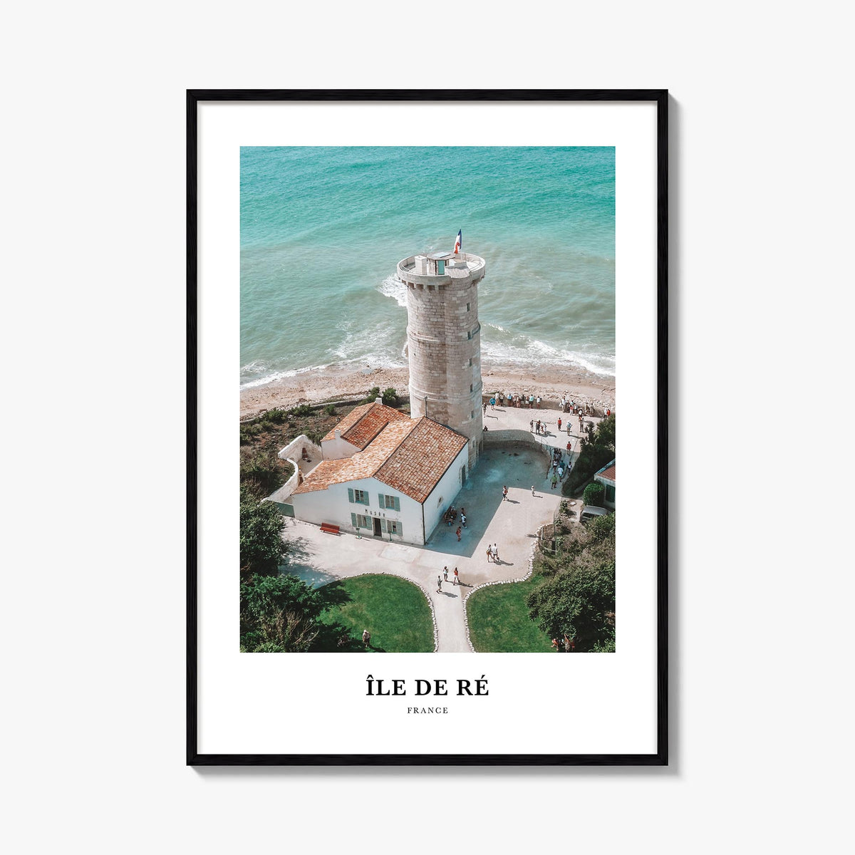 Île de Ré colorful classic poster of France – vertical wall art, unframed print shown in interior mockup