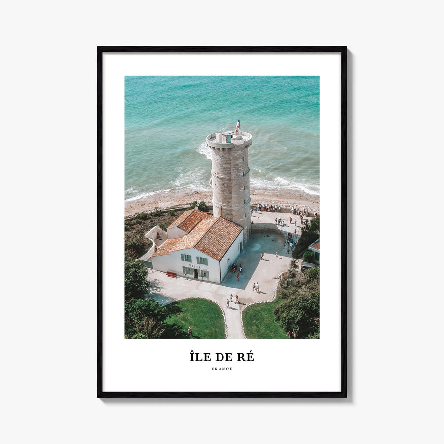 Île de Ré colorful classic poster of France – vertical wall art, unframed print shown in interior mockup