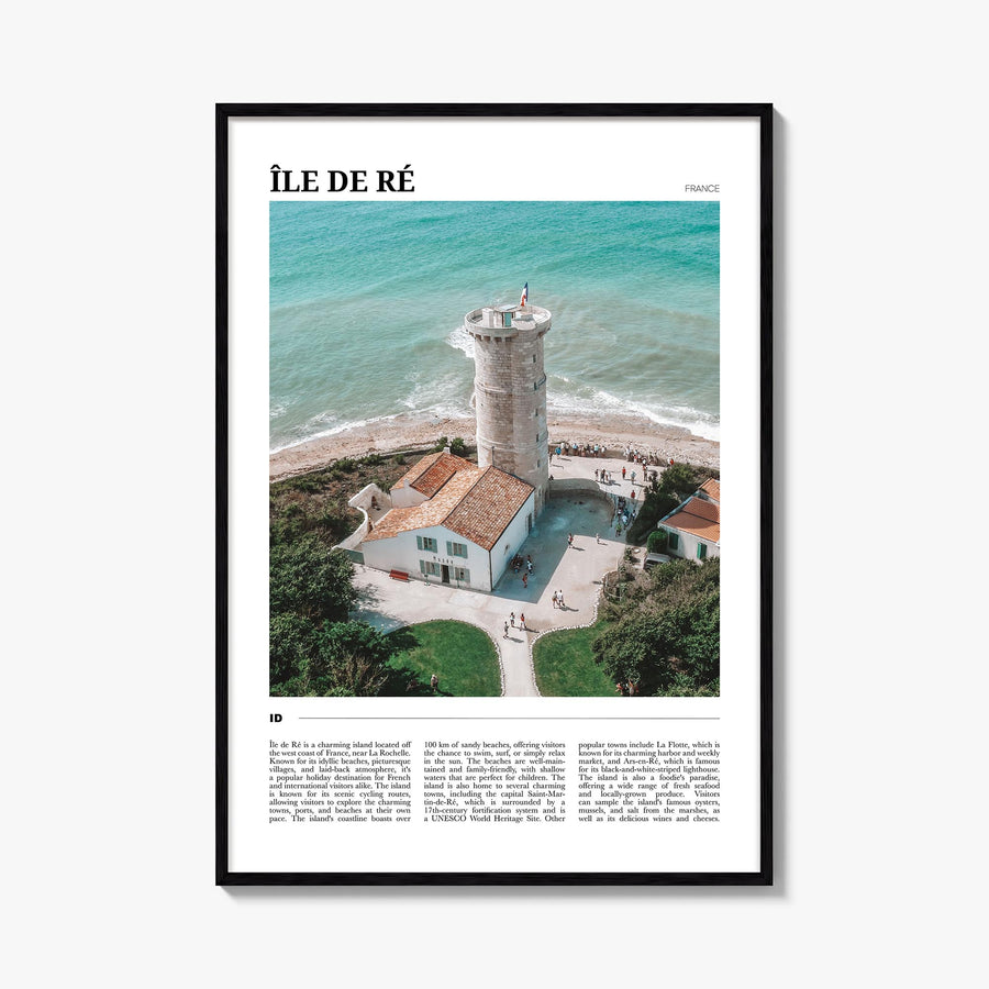 Île de Ré colorful travel poster of France – vertical wall art, unframed print shown in interior mockup