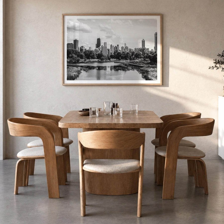 Illinois black & white photo poster of United States – horizontal wall art in natural wood frame with white border, hanging o