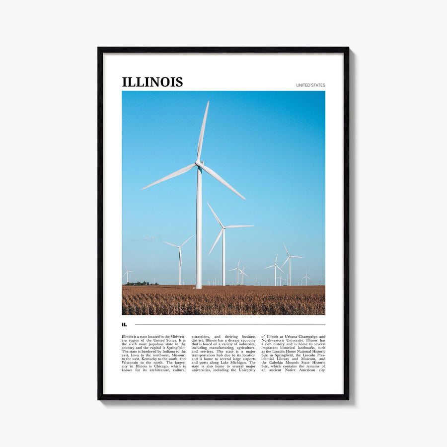 Illinois no. 1 colorful travel poster of United States – vertical wall art, unframed print shown in interior mockup