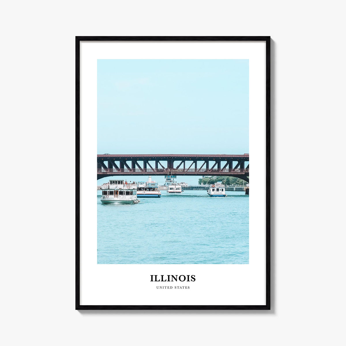 Illinois no. 2 colorful classic poster of United States – vertical wall art, unframed print shown in interior mockup