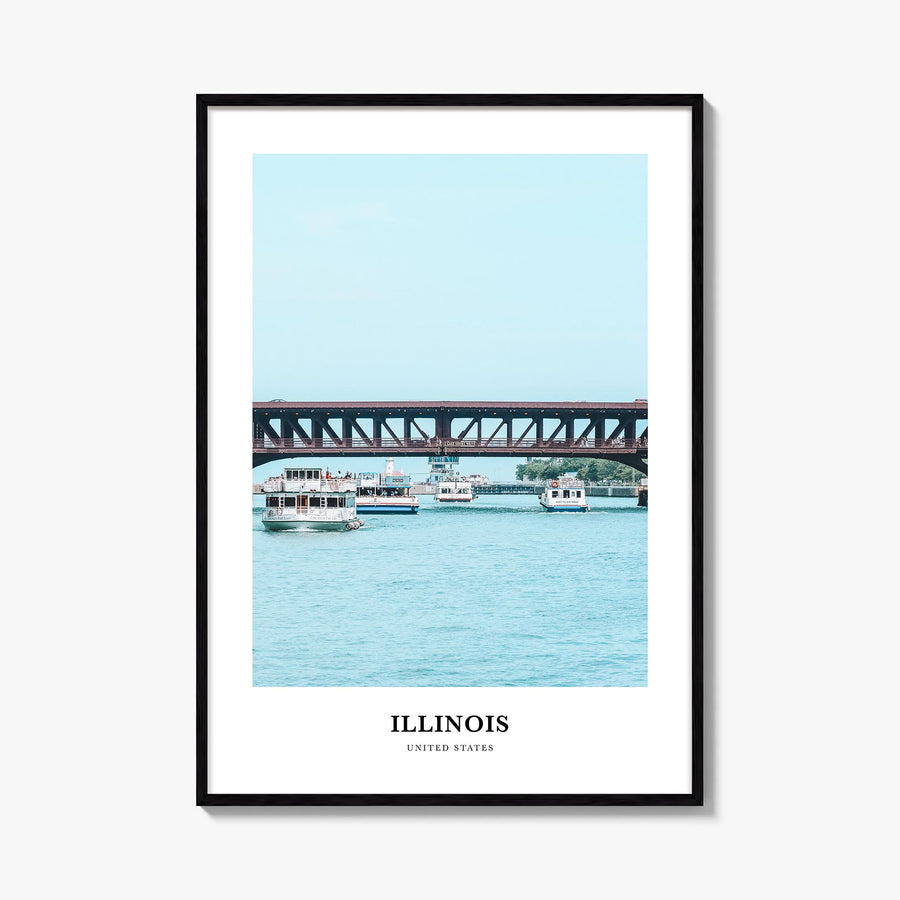 Illinois no. 2 colorful classic poster of United States – vertical wall art, unframed print shown in interior mockup