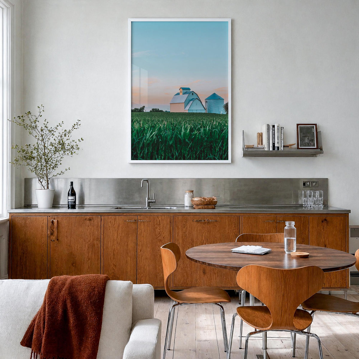 Illinois no. 2 colorful photo poster of United States – vertical wall art in white wood frame, hanging on wall