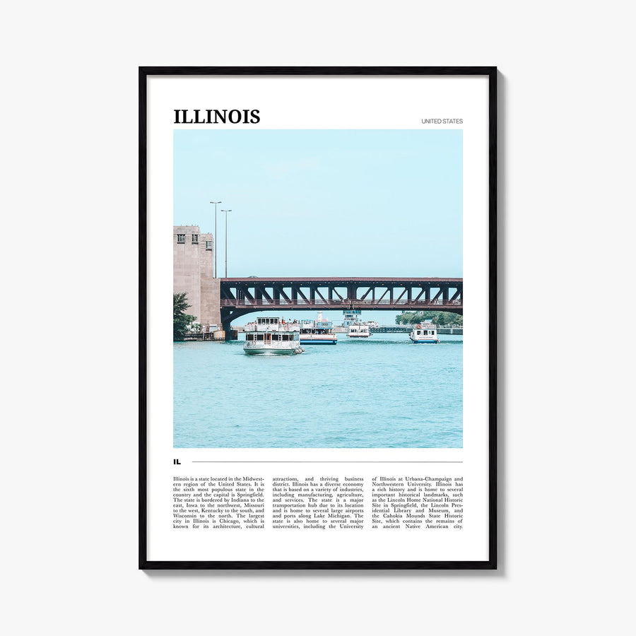 Illinois no. 2 colorful travel poster of United States – vertical wall art, unframed print shown in interior mockup