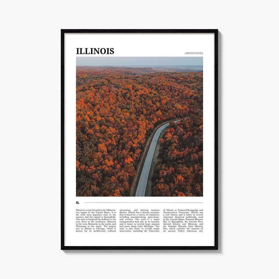 Illinois no. 3 colorful travel poster of United States – vertical wall art, unframed print shown in interior mockup