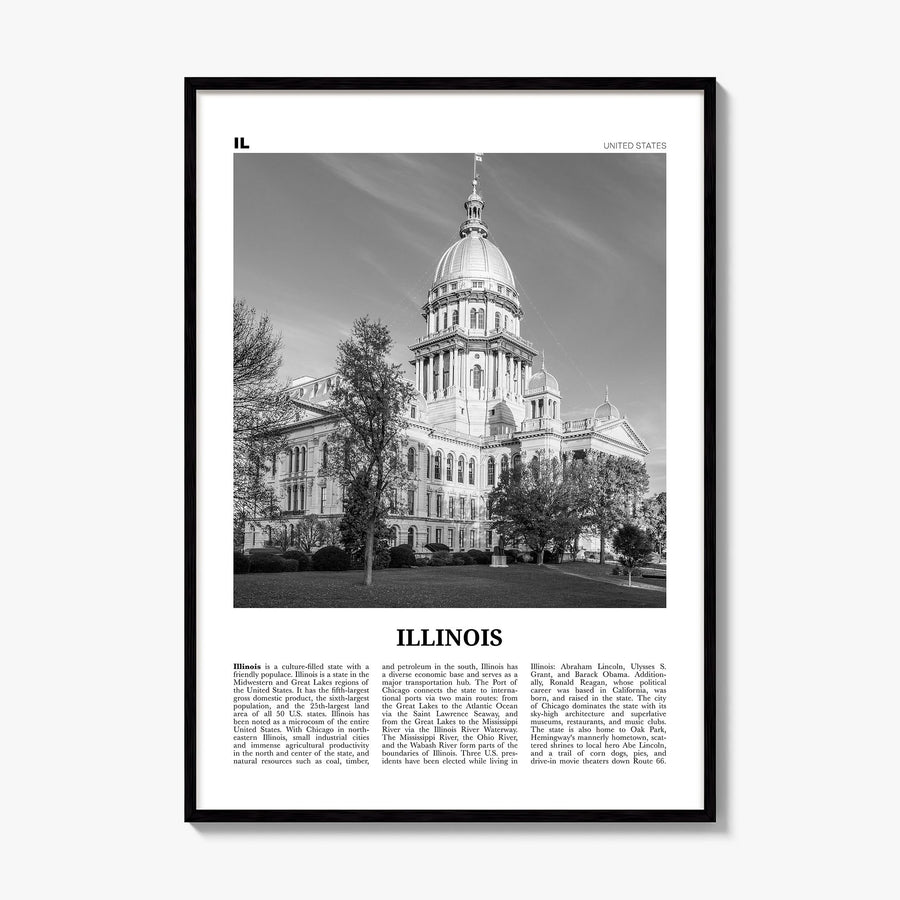 Illinois Newspaper No 3 Poster, framed poster mockup