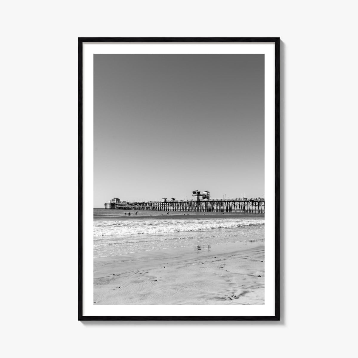 Imperial Beach black & white photo poster of California, USA – vertical wall art, unframed print shown in interior mockup