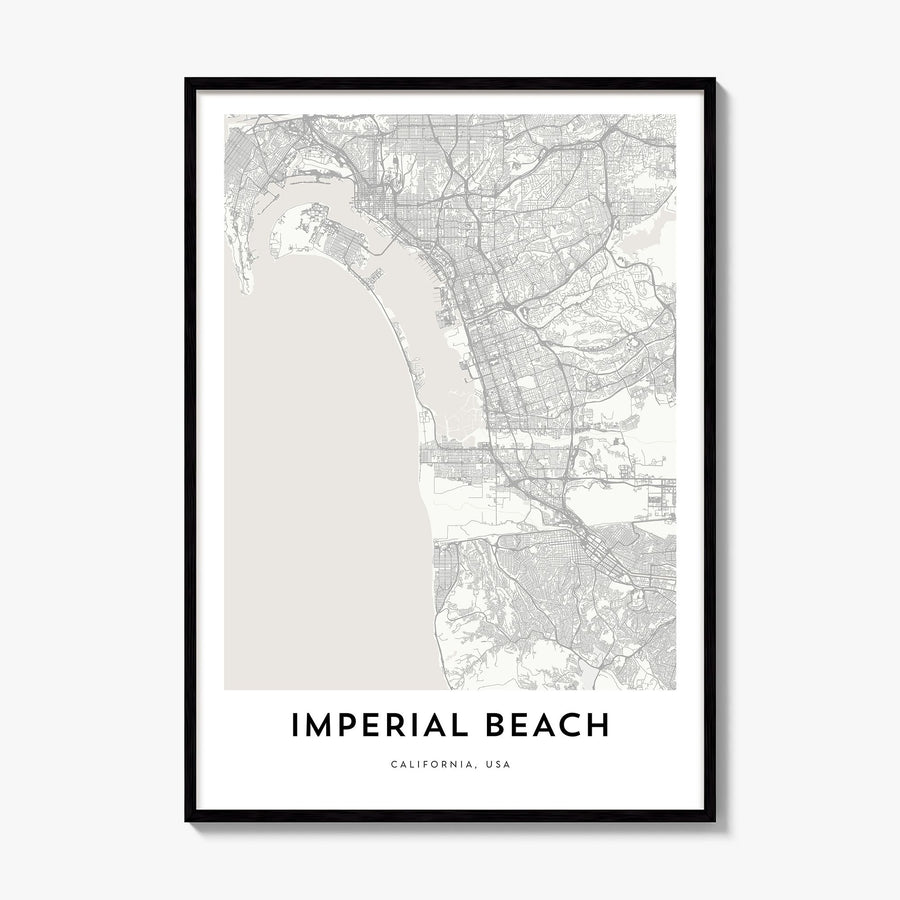 Imperial Beach Map Poster, framed poster mockup