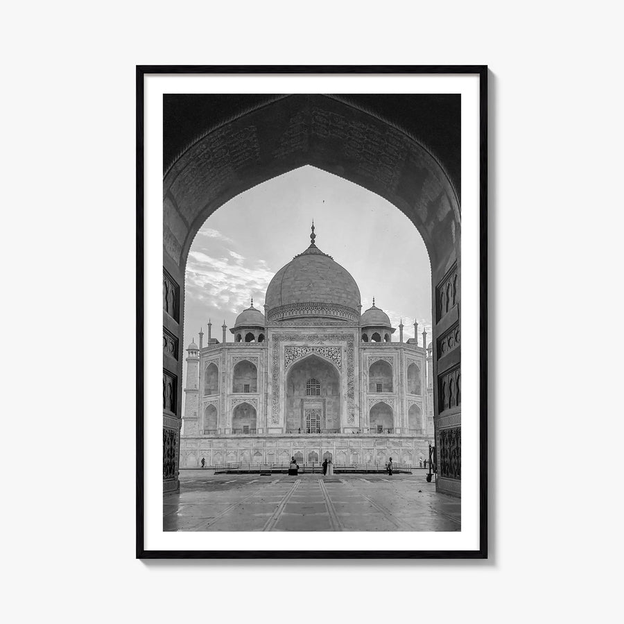 India black & white photo poster of Asia – vertical wall art, unframed print shown in interior mockup