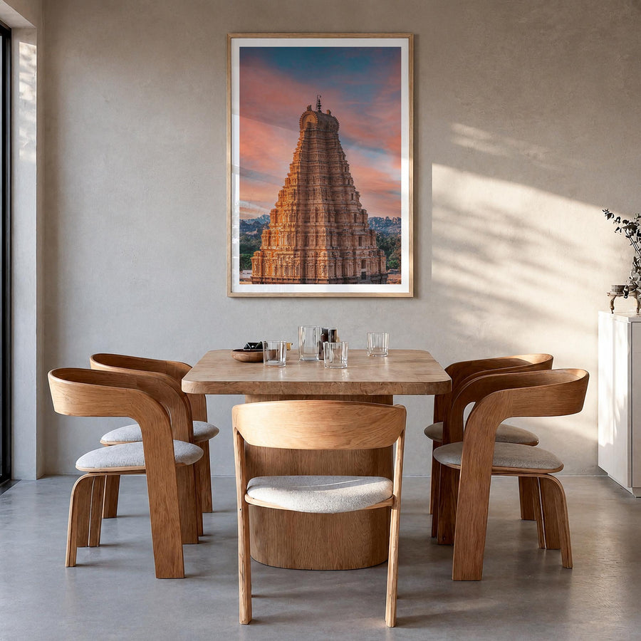 India no. 1 colorful photo poster of Asia – vertical wall art in natural wood frame with white border, hanging on wall