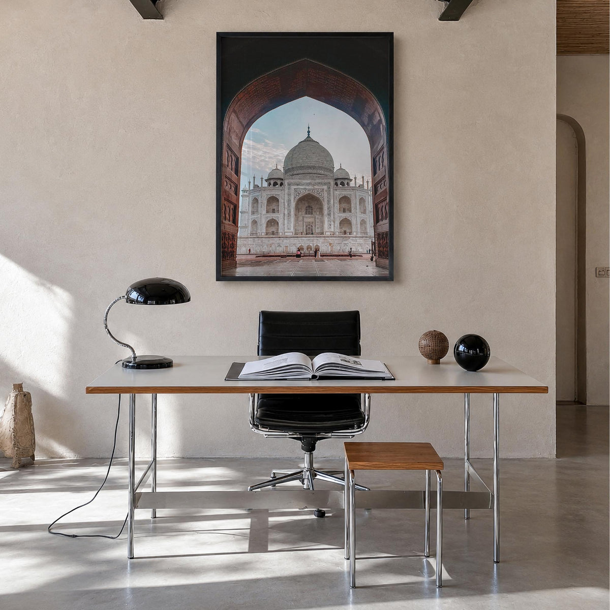 India no. 2 colorful photo poster of Asia – vertical wall art in black wood frame, hanging on wall