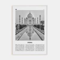 India Poster White Wood / 8x12 in Nbourhood Travel B&W Poster