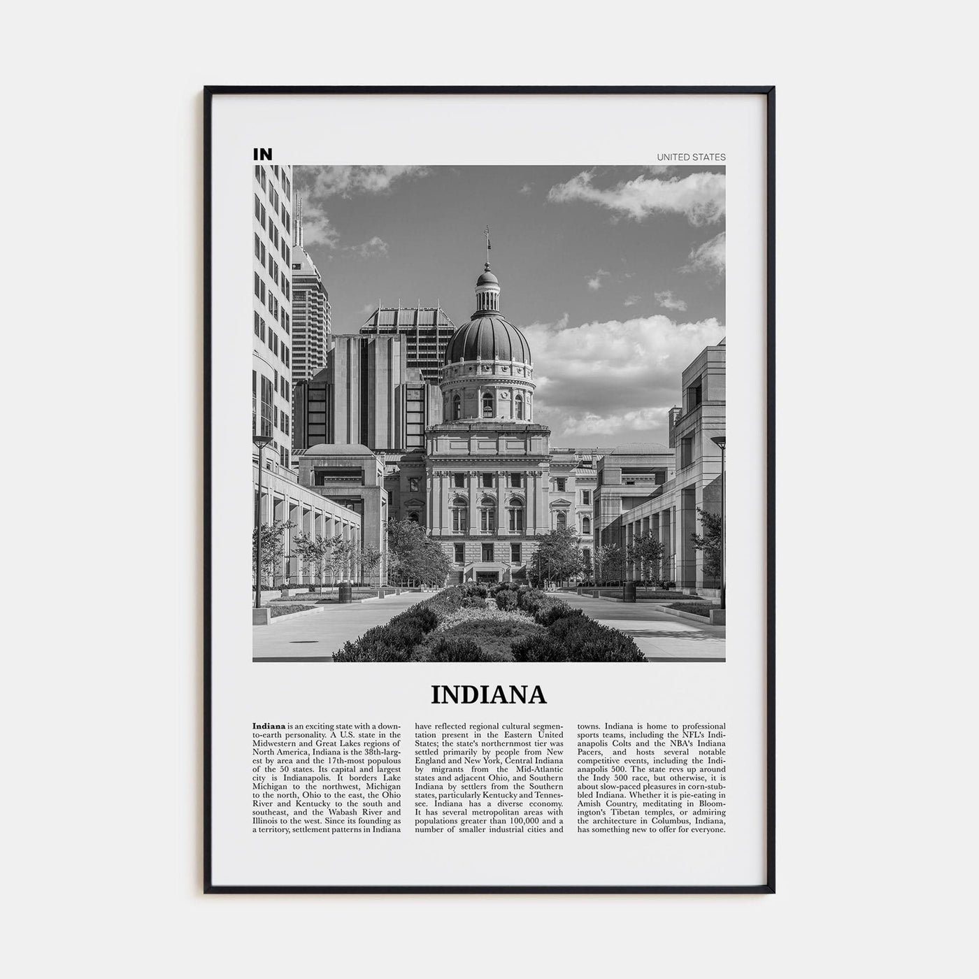 Indiana No 2 Poster None / 8x12 in Nbourhood Travel B&W Poster