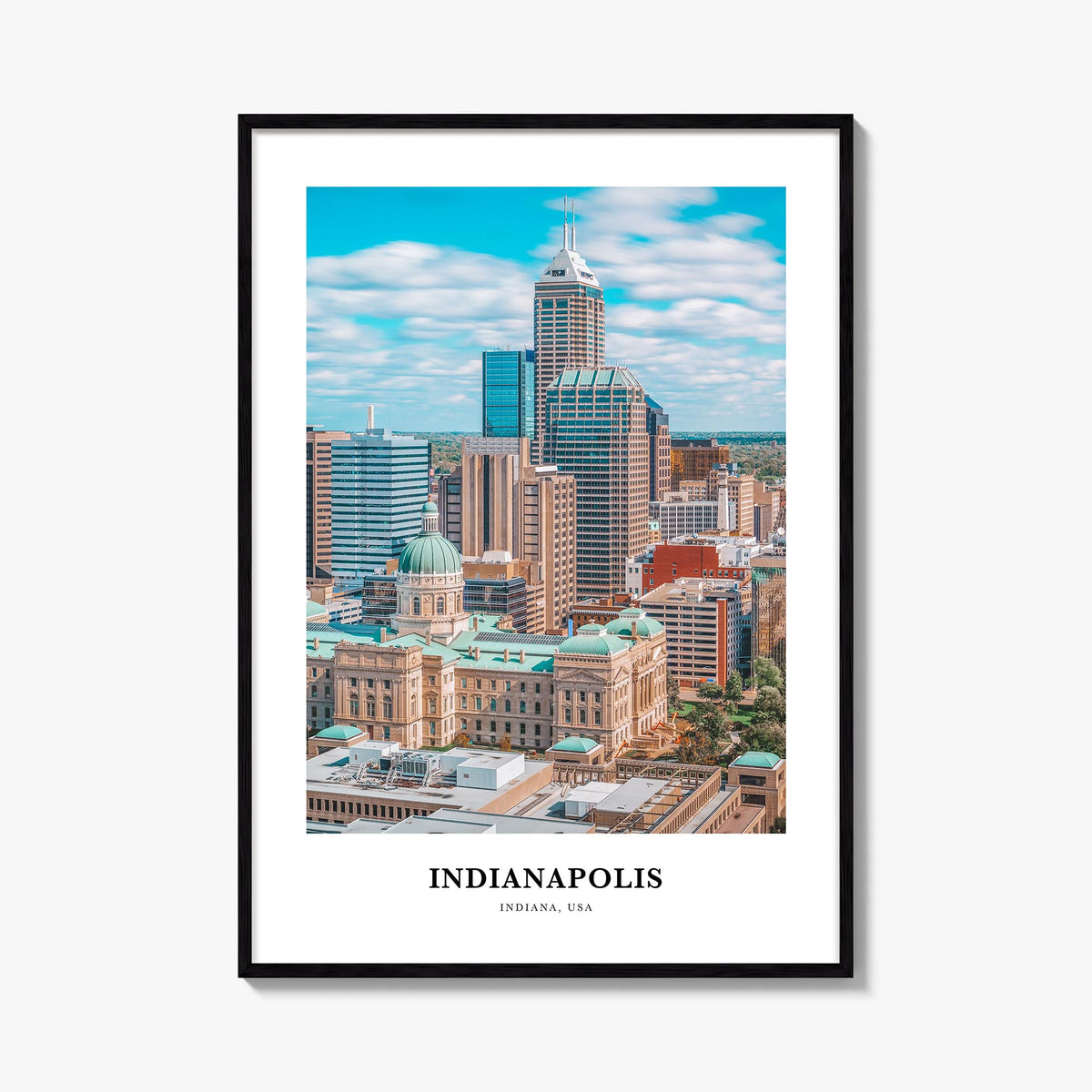 Indianapolis no. 1 colorful classic poster of Indiana, USA – vertical wall art, unframed print shown in interior mockup