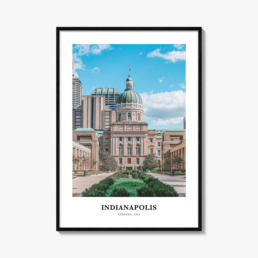Indianapolis no. 2 colorful classic poster of Indiana, USA – vertical wall art, unframed print shown in interior mockup