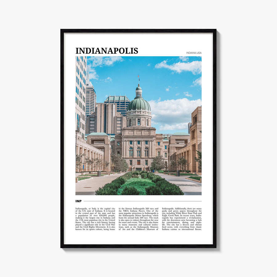 Indianapolis no. 2 colorful travel poster of Indiana, USA – vertical wall art, unframed print shown in interior mockup