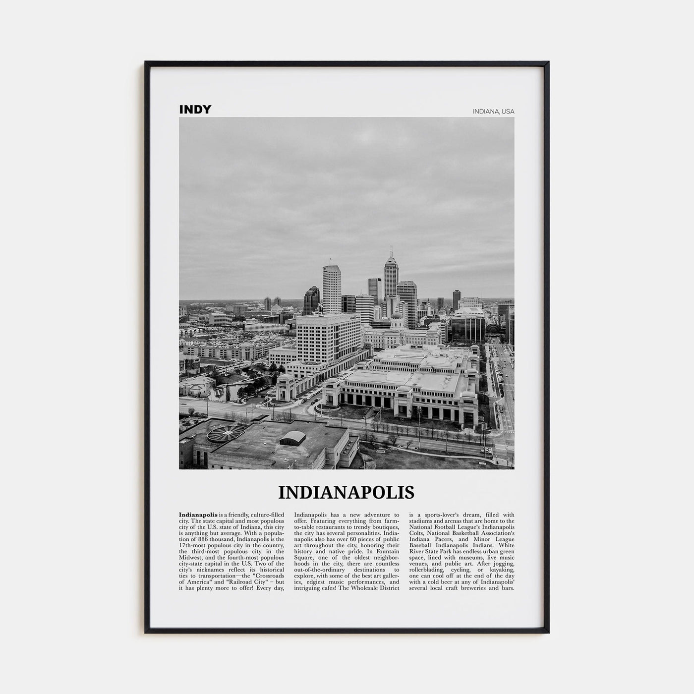 Indianapolis No 2 Poster None / 8x12 in Nbourhood Travel B&W Poster