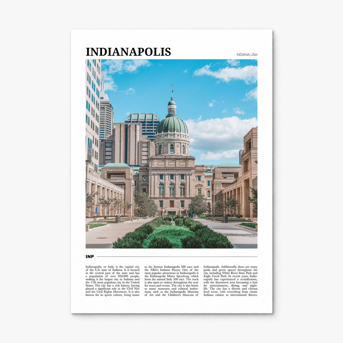 Indianapolis Travel No 2 Poster, print only (unframed)