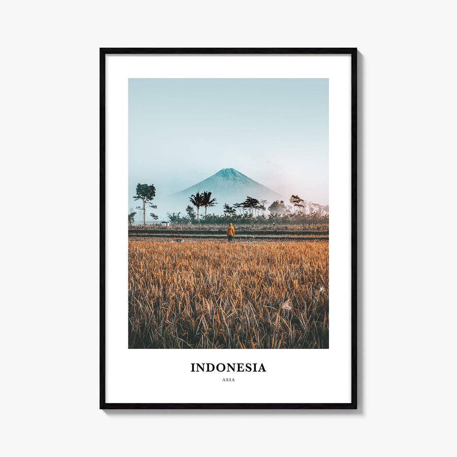 Indonesia colorful classic poster of Asia – vertical wall art, unframed print shown in interior mockup