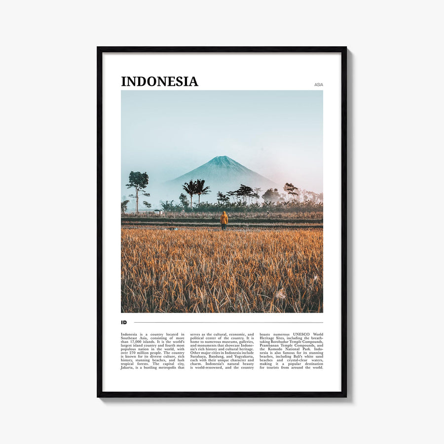 Indonesia colorful travel poster of Asia – vertical wall art, unframed print shown in interior mockup