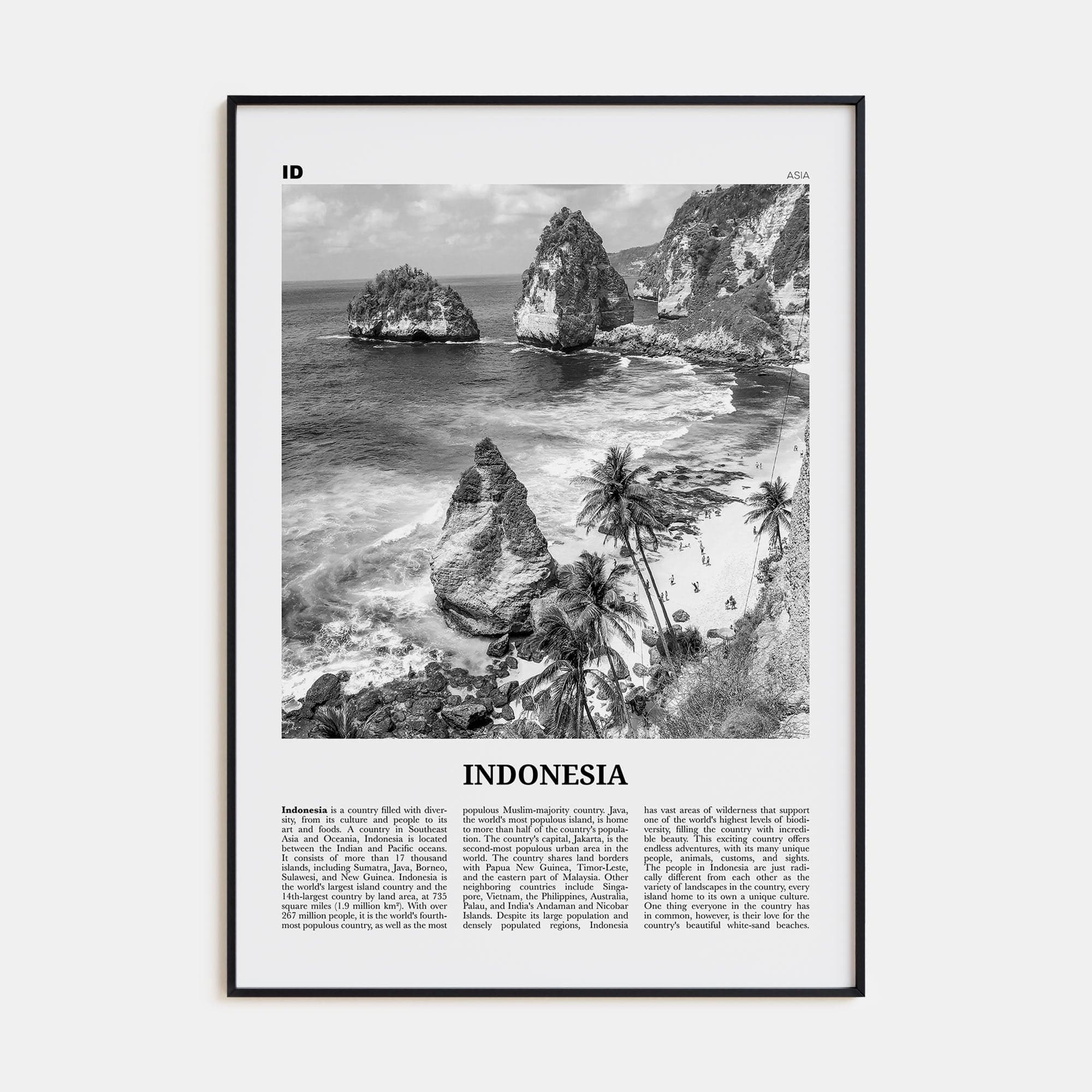 Indonesia No 2 Poster None / 8x12 in Nbourhood Travel B&W Poster