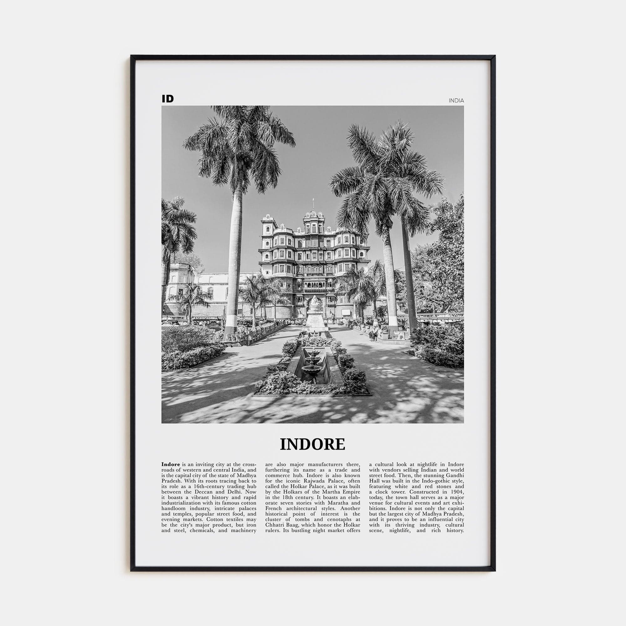 Indore Poster None / 8x12 in Nbourhood Travel B&W Poster