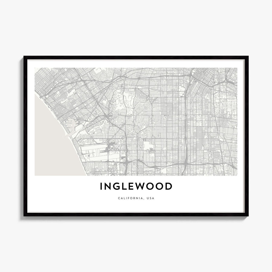 Inglewood Map Poster, framed poster mockup