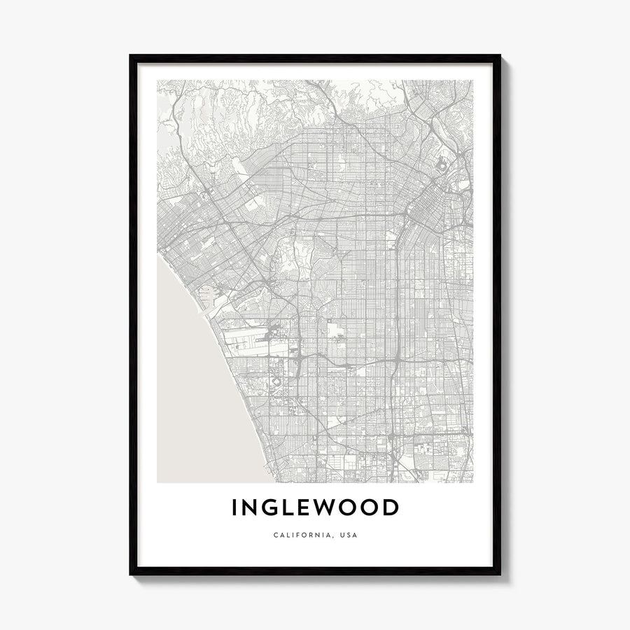 Inglewood Map Poster, framed poster mockup