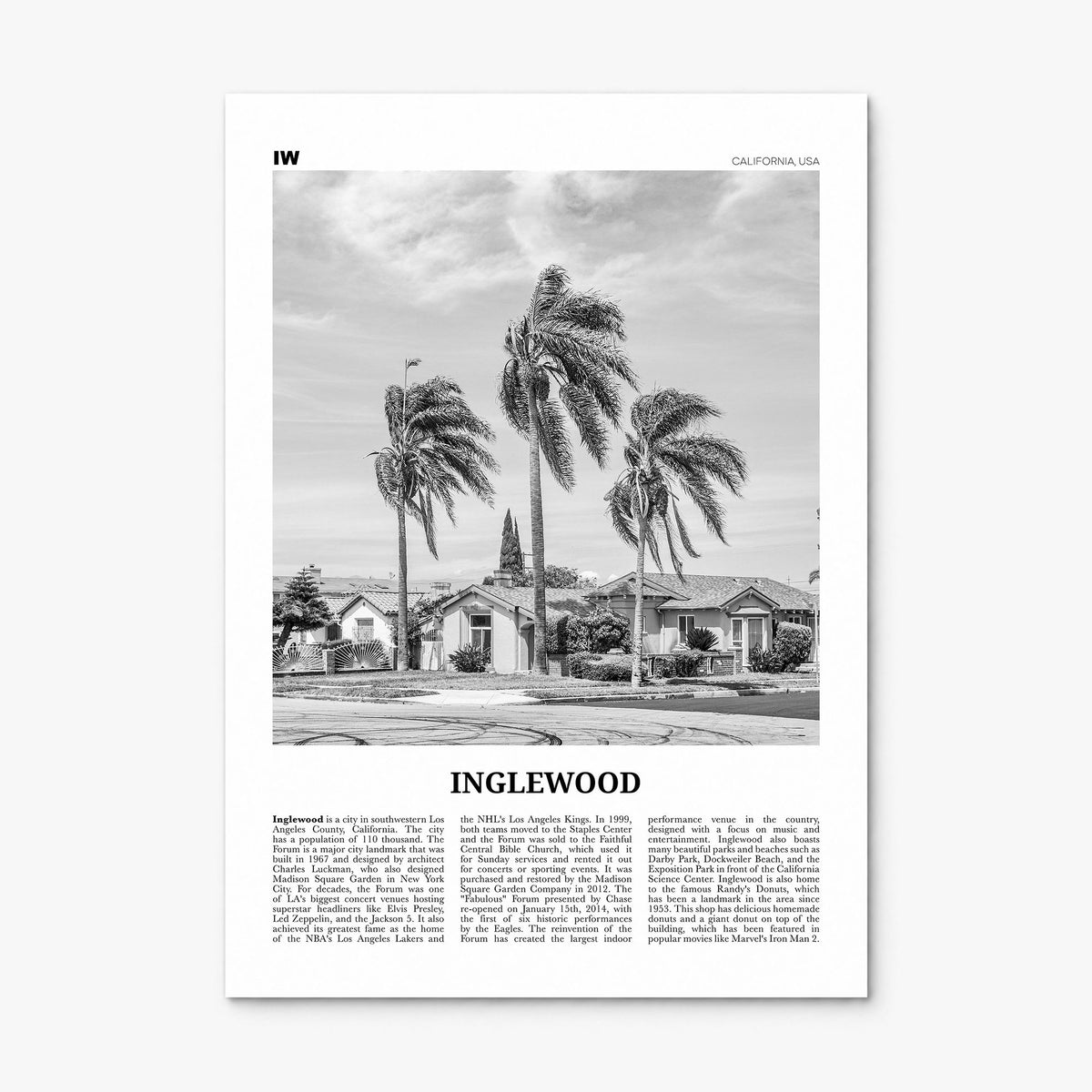 Inglewood Newspaper Poster, print only (unframed)