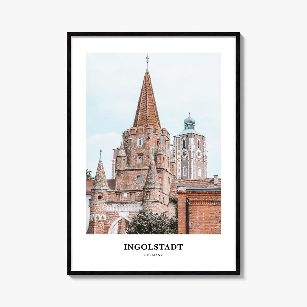Ingolstadt colorful classic poster of Germany – vertical wall art, unframed print shown in interior mockup