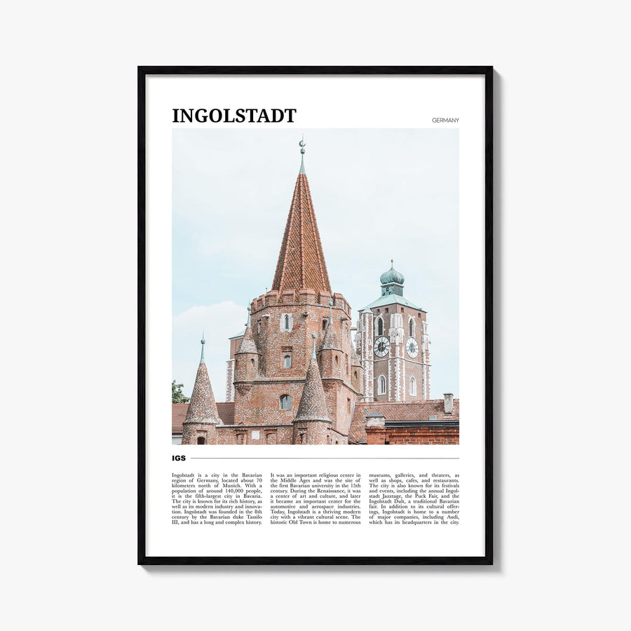Ingolstadt colorful travel poster of Germany – vertical wall art, unframed print shown in interior mockup